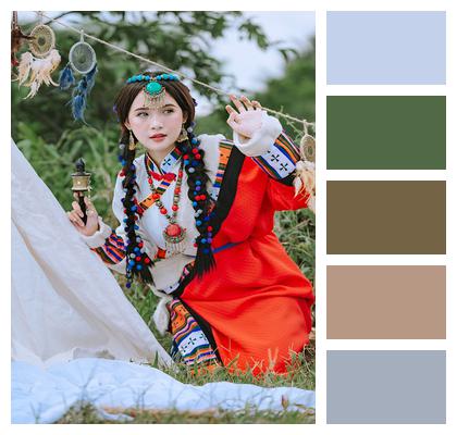 Traditional Clothes Mongolian Girl Dreamcatcher Image